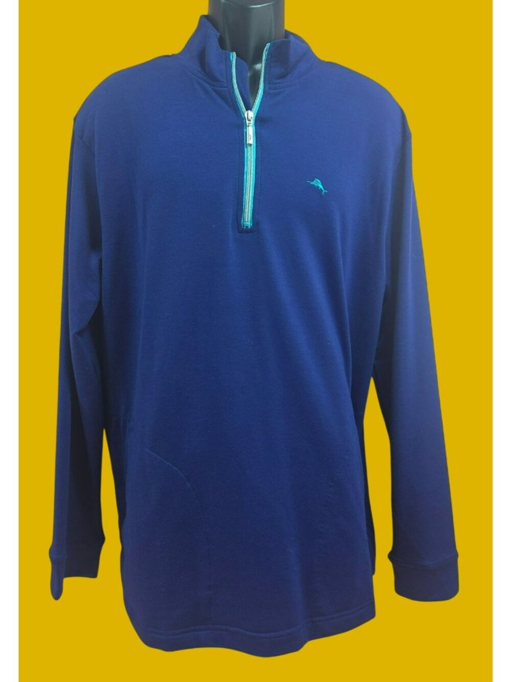 Tommy Bahama Navy Blue Quarter Zip Sweater Large NWT